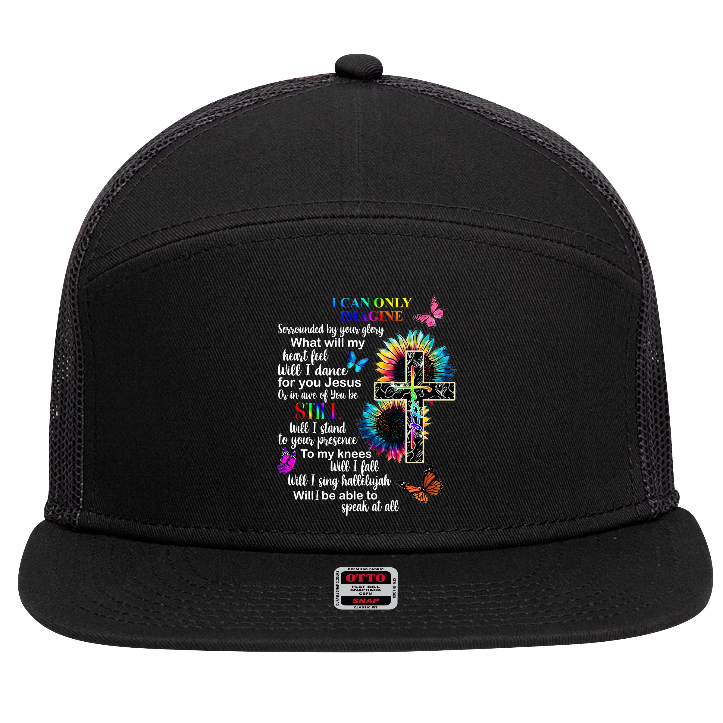 I Only Can Imagine Faith Christian Jesus God 7 Panel Mesh Trucker Snapback Hat