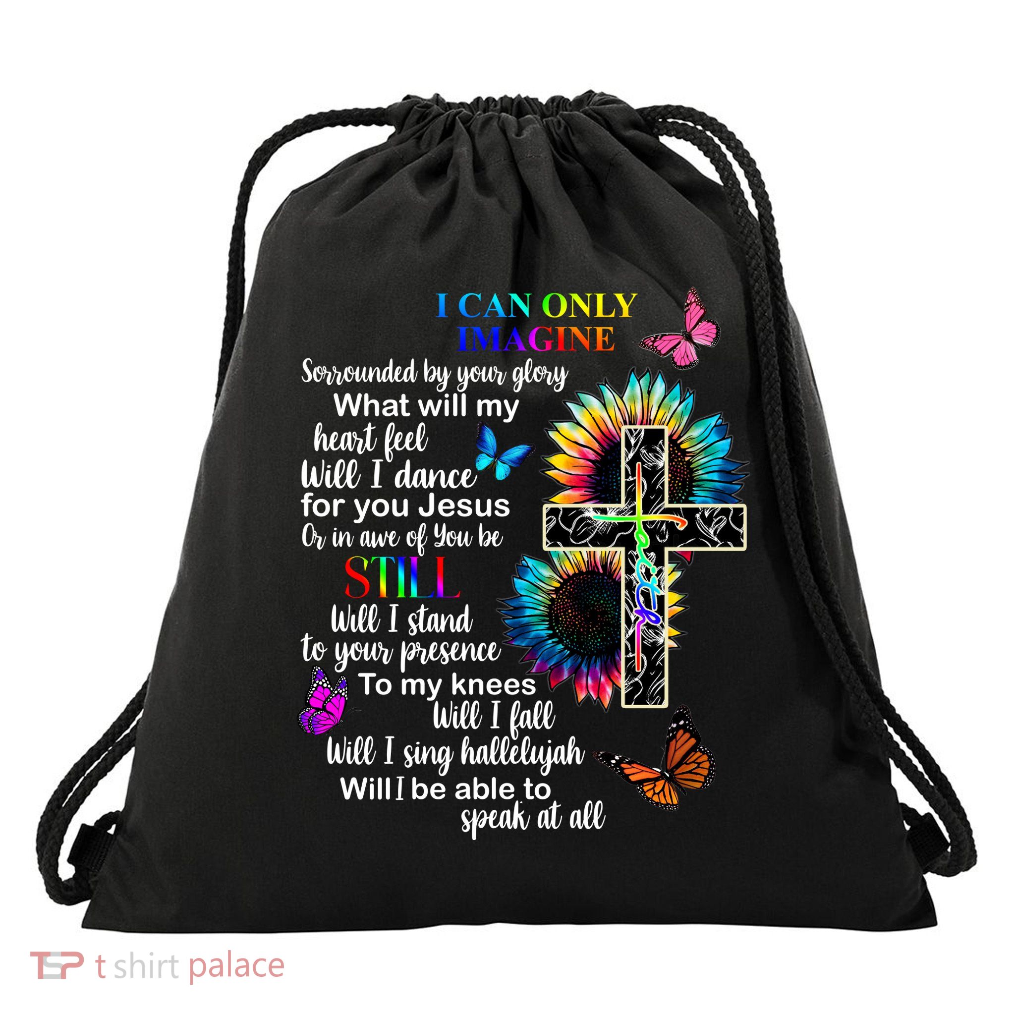 I Only Can Imagine Faith Christian Jesus God Drawstring Bag