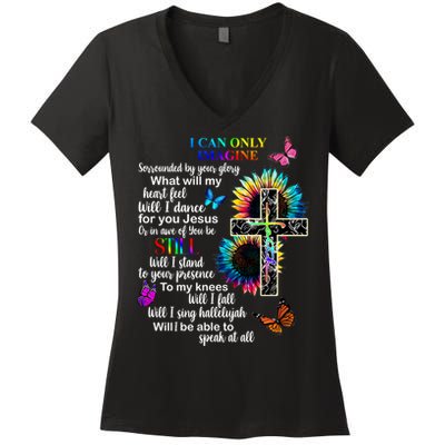 I Only Can Imagine Faith Christian Jesus God Women's V-Neck T-Shirt