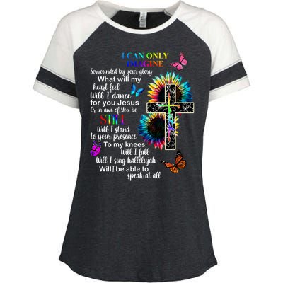 I Only Can Imagine Faith Christian Jesus God Enza Ladies Jersey Colorblock Tee