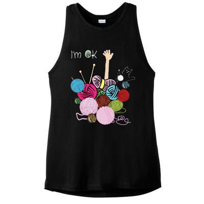 Im Ok Crochet And Knitting Funny Crocheting Ladies PosiCharge Tri-Blend Wicking Tank