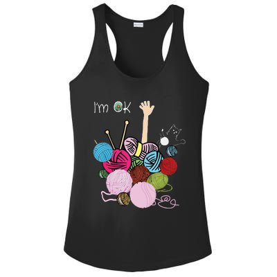 Im Ok Crochet And Knitting Funny Crocheting Ladies PosiCharge Competitor Racerback Tank