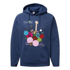 Im Ok Crochet And Knitting Funny Crocheting Performance Fleece Hoodie