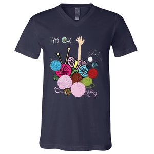 Im Ok Crochet And Knitting Funny Crocheting V-Neck T-Shirt