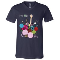 Im Ok Crochet And Knitting Funny Crocheting V-Neck T-Shirt