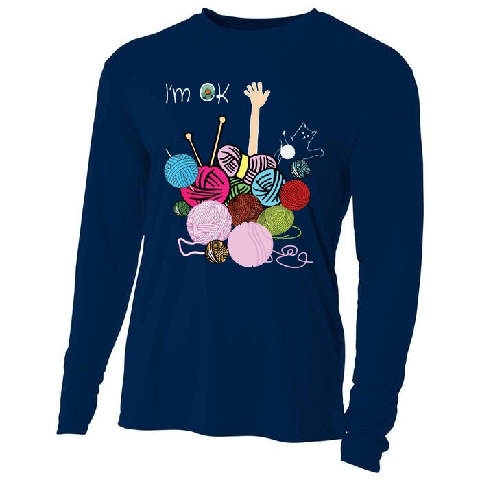 Im Ok Crochet And Knitting Funny Crocheting Cooling Performance Long Sleeve Crew