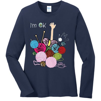 Im Ok Crochet And Knitting Funny Crocheting Ladies Long Sleeve Shirt