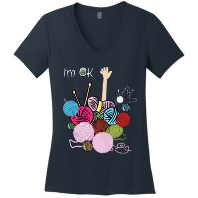 Im Ok Crochet And Knitting Funny Crocheting Women's V-Neck T-Shirt