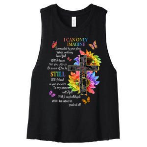 I Only Can Imagine Faith Christian Faith Jesus God Lover Women's Racerback Cropped Tank