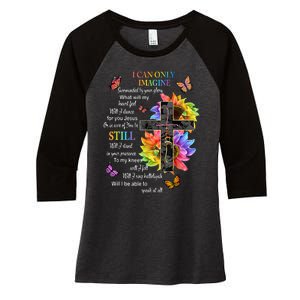 I Only Can Imagine Faith Christian Faith Jesus God Lover Women's Tri-Blend 3/4-Sleeve Raglan Shirt