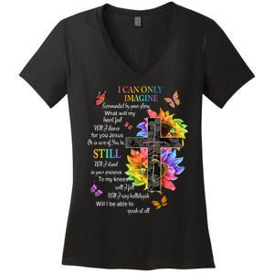 I Only Can Imagine Faith Christian Faith Jesus God Lover Women's V-Neck T-Shirt