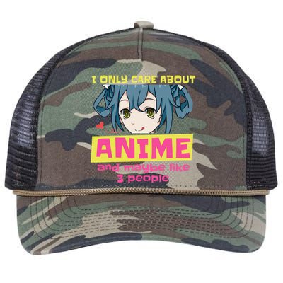 I Only Care About Anime And Like Maybe 3 People Anime Merch Retro Rope Trucker Hat Cap