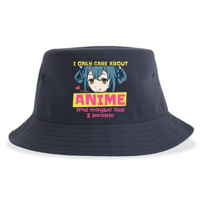 I Only Care About Anime And Like Maybe 3 People Anime Merch Sustainable Bucket Hat