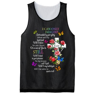 I Only Can Imagine Faith Christian Faith Jesus God Love Mesh Reversible Basketball Jersey Tank