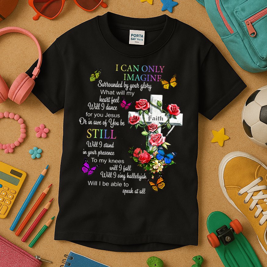 I Only Can Imagine Faith Christian Faith Jesus God Love Kids T-Shirt