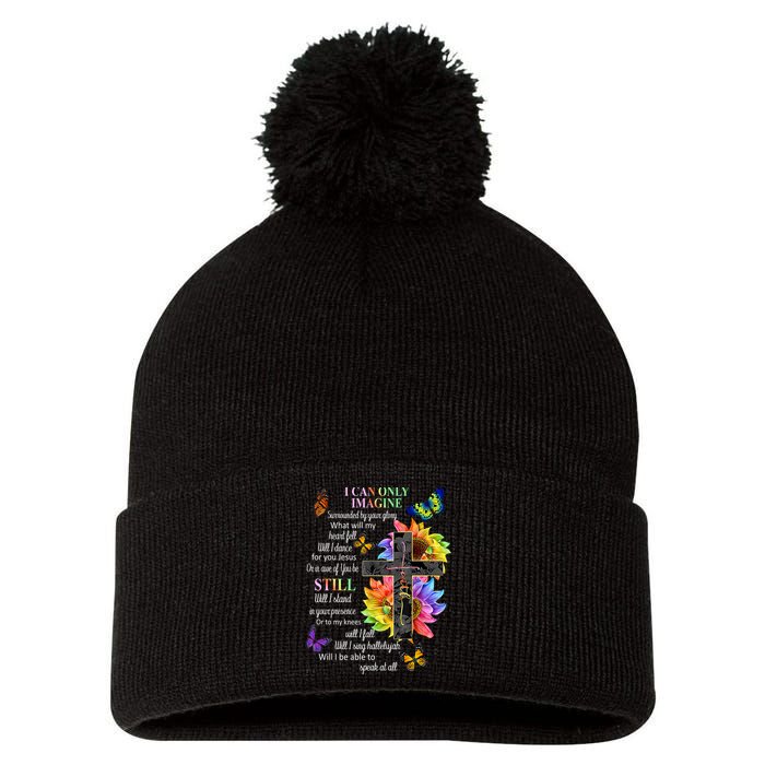 I Only Can Imagine Faith Christian Faith Jesus God Lover Pom Pom 12in Knit Beanie