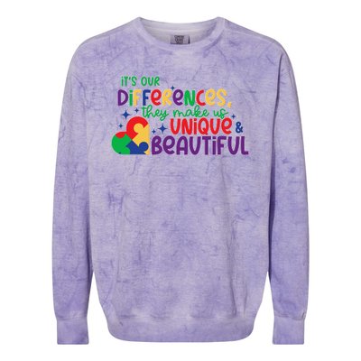 Its Our Differences They Make Us Unique And Beautiful Colorblast Crewneck Sweatshirt