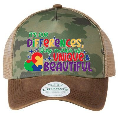Its Our Differences They Make Us Unique And Beautiful Legacy Tie Dye Trucker Hat