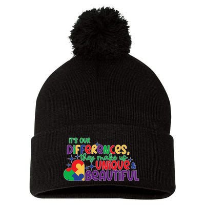 Its Our Differences They Make Us Unique And Beautiful Pom Pom 12in Knit Beanie
