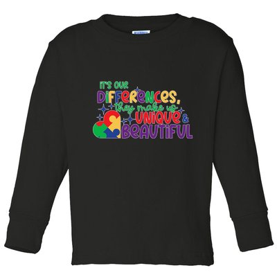 Its Our Differences They Make Us Unique And Beautiful Toddler Long Sleeve Shirt