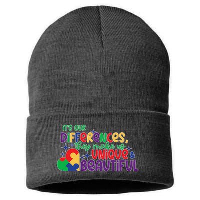 Its Our Differences They Make Us Unique And Beautiful Sustainable Knit Beanie