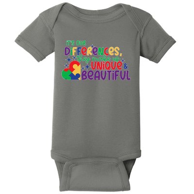 Its Our Differences They Make Us Unique And Beautiful Baby Bodysuit