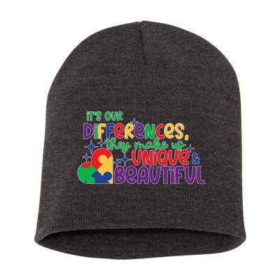 Its Our Differences They Make Us Unique And Beautiful Short Acrylic Beanie