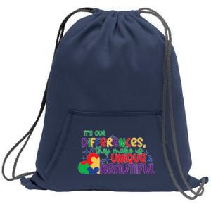 Its Our Differences They Make Us Unique And Beautiful Sweatshirt Cinch Pack Bag