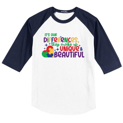 Its Our Differences They Make Us Unique And Beautiful Baseball Sleeve Shirt