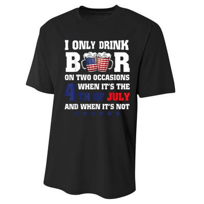 I Only Drink Beers On Two Occasions When It Is 4th Of July Performance Sprint T-Shirt