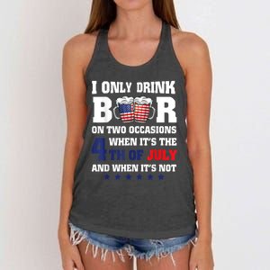 I Only Drink Beers On Two Occasions When It Is 4th Of July Women's Knotted Racerback Tank