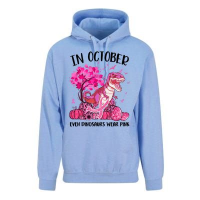 In October Even Dinosaur Wear Pink Ribbon Breast Cancer Gift Unisex Surf Hoodie