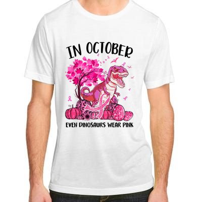 In October Even Dinosaur Wear Pink Ribbon Breast Cancer Gift Adult ChromaSoft Performance T-Shirt