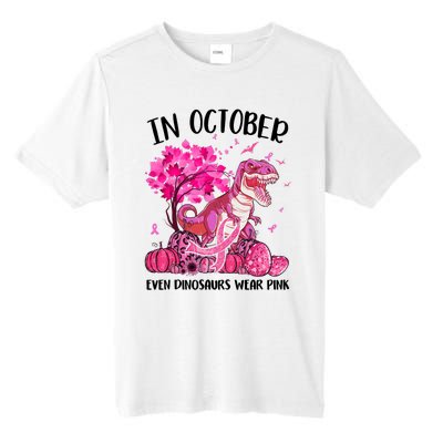 In October Even Dinosaur Wear Pink Ribbon Breast Cancer Gift Tall Fusion ChromaSoft Performance T-Shirt