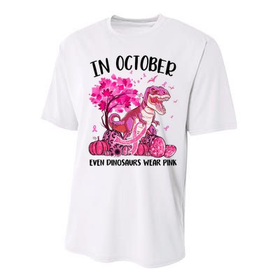 In October Even Dinosaur Wear Pink Ribbon Breast Cancer Gift Performance Sprint T-Shirt