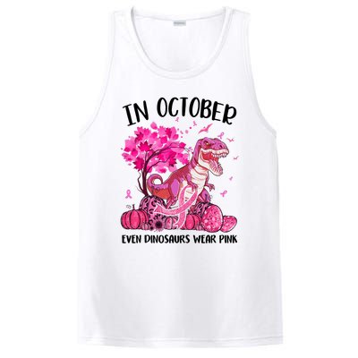 In October Even Dinosaur Wear Pink Ribbon Breast Cancer Gift PosiCharge Competitor Tank