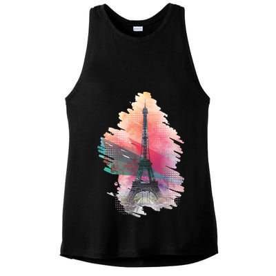 Illustration Of Eiffel Tower In Paris Ladies PosiCharge Tri-Blend Wicking Tank