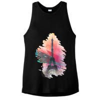 Illustration Of Eiffel Tower In Paris Ladies PosiCharge Tri-Blend Wicking Tank