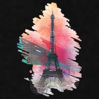 Illustration Of Eiffel Tower In Paris Ladies PosiCharge Tri-Blend Wicking Tank