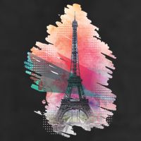 Illustration Of Eiffel Tower In Paris 7 Panel Mesh Trucker Snapback Hat