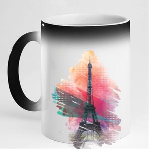 Illustration Of Eiffel Tower In Paris 11oz Black Color Changing Mug