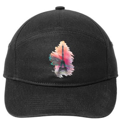 Illustration Of Eiffel Tower In Paris 7-Panel Snapback Hat