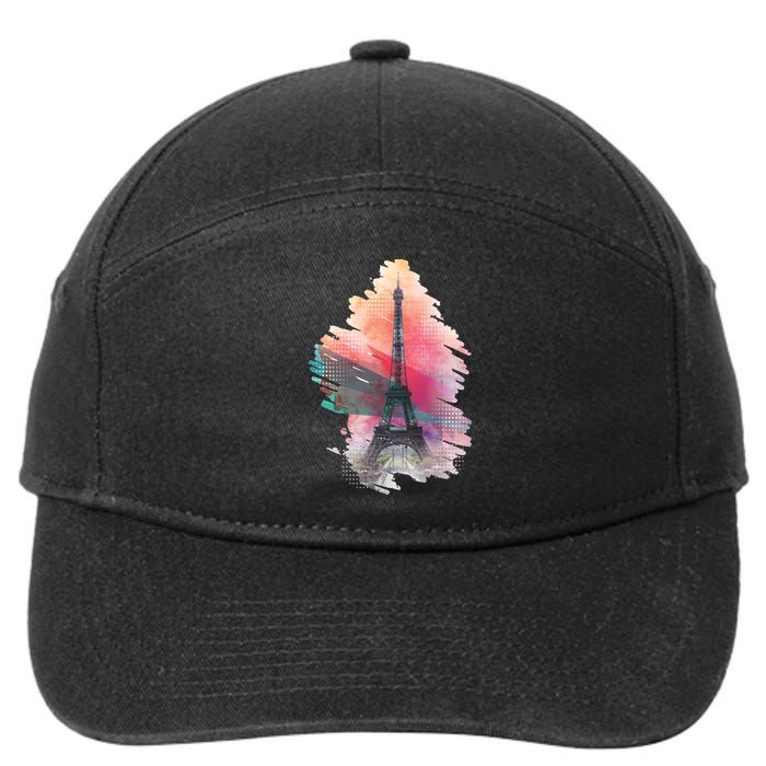 Illustration Of Eiffel Tower In Paris 7-Panel Snapback Hat