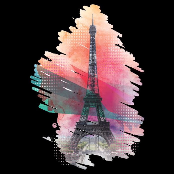 Illustration Of Eiffel Tower In Paris 7-Panel Snapback Hat