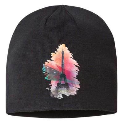 Illustration Of Eiffel Tower In Paris Sustainable Beanie