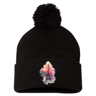 Illustration Of Eiffel Tower In Paris Pom Pom 12in Knit Beanie