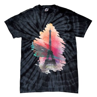 Illustration Of Eiffel Tower In Paris Tie-Dye T-Shirt