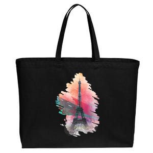 Illustration Of Eiffel Tower In Paris Cotton Canvas Jumbo Tote