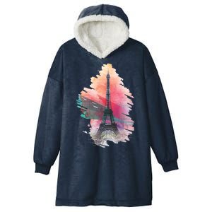 Illustration Of Eiffel Tower In Paris Hooded Wearable Blanket