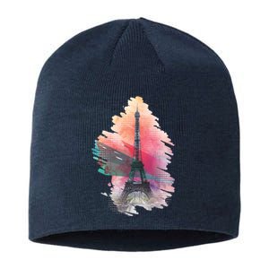 Illustration Of Eiffel Tower In Paris Sustainable Beanie